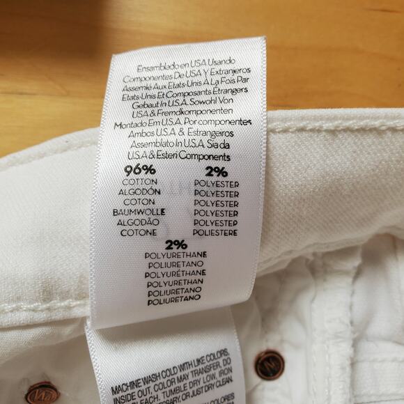 Mother Insider Crop Step Fray Jeans Glass Slipper Wash White Denim USA Size 27 - Picture 10 of 11